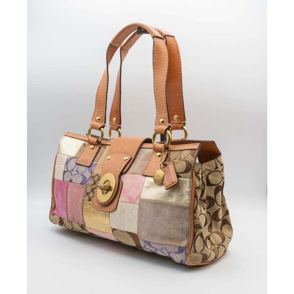 Vintage Y2K Patchwork COACH Logomania Signature Indie Satchel Bag Boho Purse